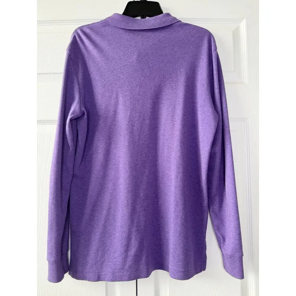 Polo Ralph Lauren Men's Polo Shirt Long Sleeve Embroidered Logo Purple Size M